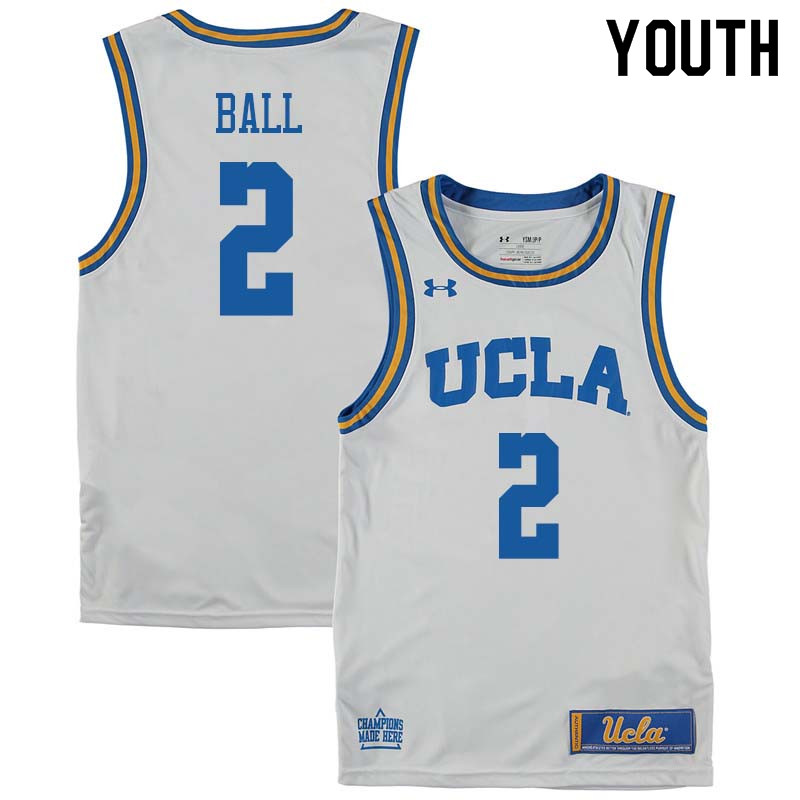 Youth #2 Lonzo Ball UCLA Bruins College Basketball Jerseys Sale-White - Click Image to Close